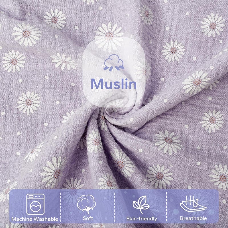 FUNUPUP Muslin Baby Lounger Cover Compatible with Snuggle Me Lounger, Infant Pillow Cover for Newborn, Removable Nest Slipcover for Boys and Girls, Only Cover, Purple Daisy - Image 3
